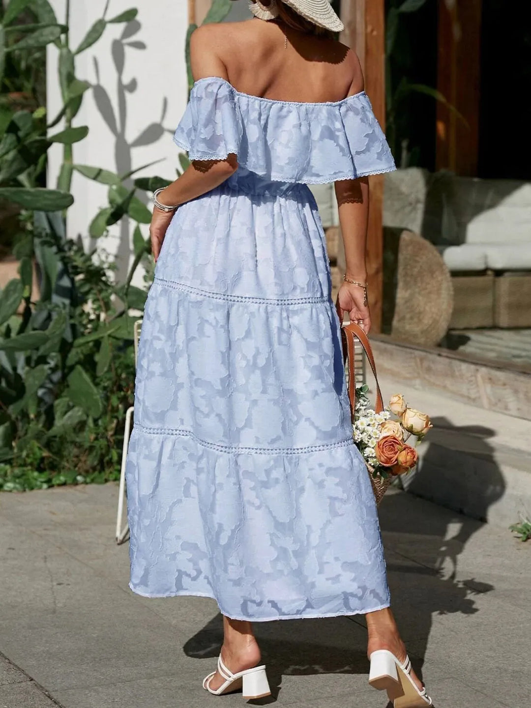 Joanna | Women's Off Shoulder Tiered Maxi Wedding Guest Dress
