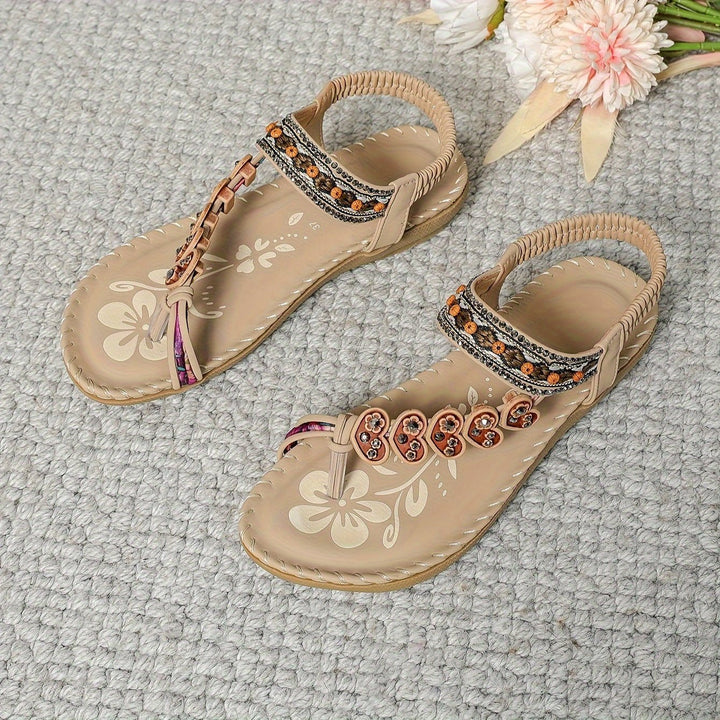 Women Orthopedic Beaded Ankle-Strap Flat Sandals