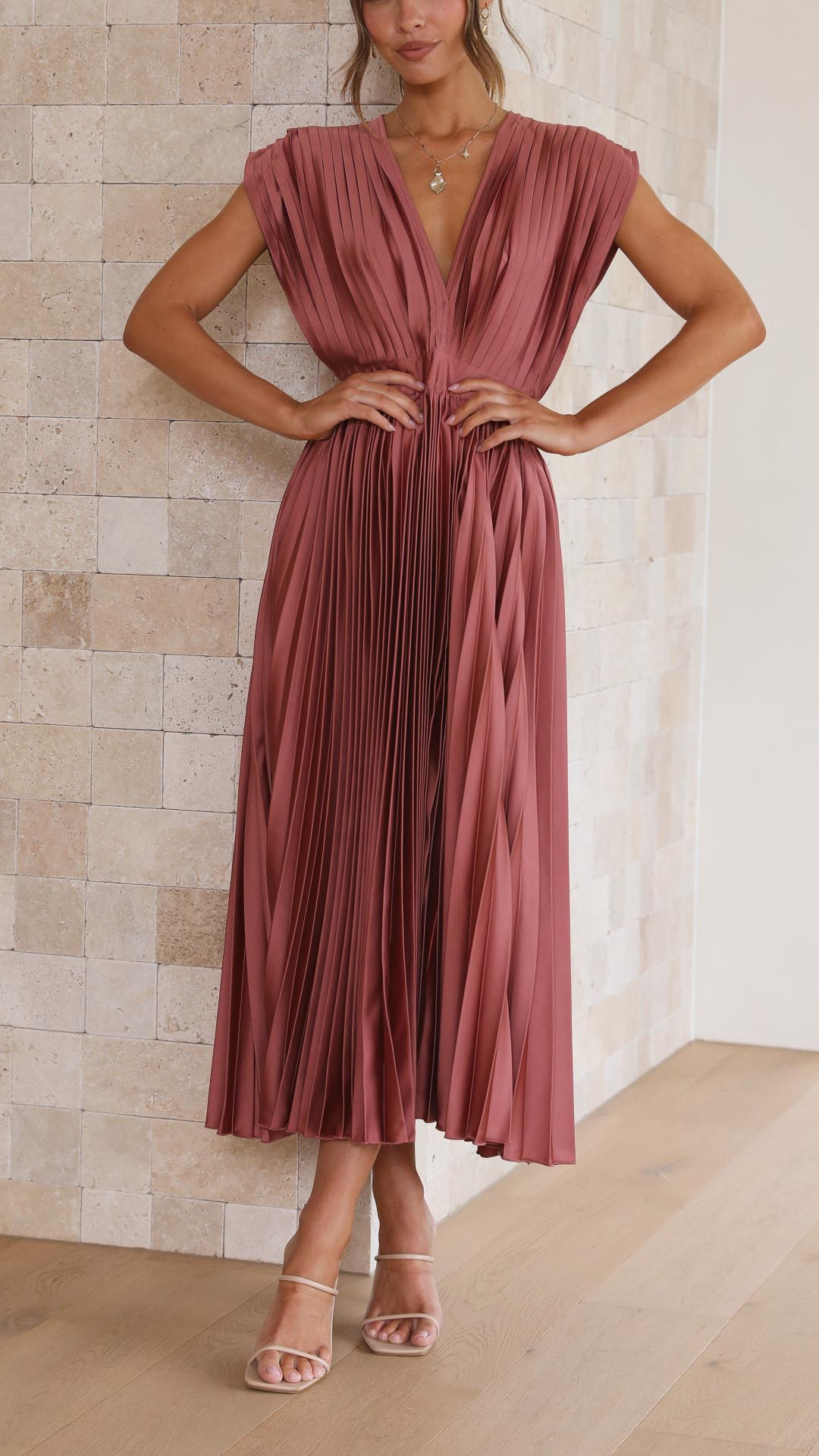 Kaitlyn | Elegant Pleated Wedding Guest Dress