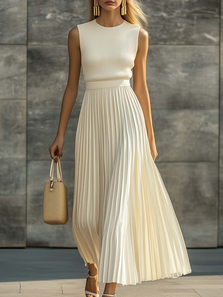 Kate - Women's Elegant Knit Chiffon Pleated Maxi Dress