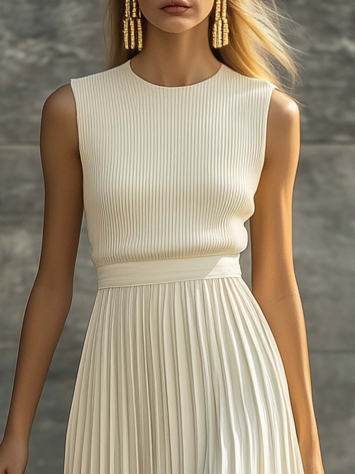 Kate - Women's Elegant Knit Chiffon Pleated Maxi Dress